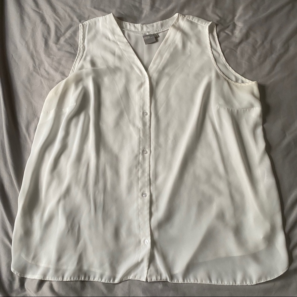 Sleeveless White Blouse
